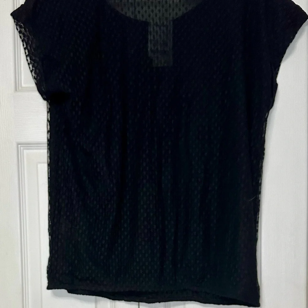 Max Studio Black Sheer Lace Blouse - Picture 2 of 7